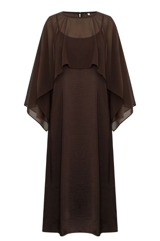 A-View Flow dress I Brun festkjole med chiffon slag