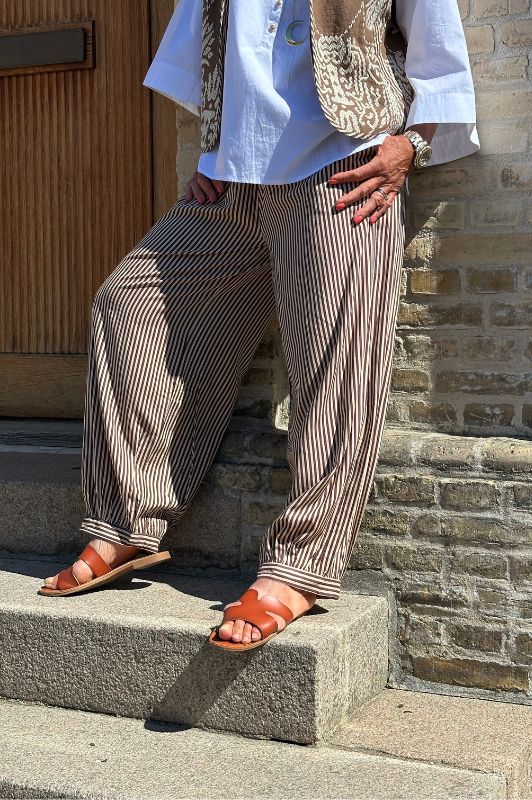 Gaspar Tropea balloon pant  | Stribet buks i brun