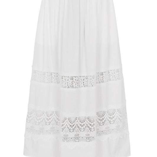 Tooday Alba nederdel med blondebort i hvid I Dresslab