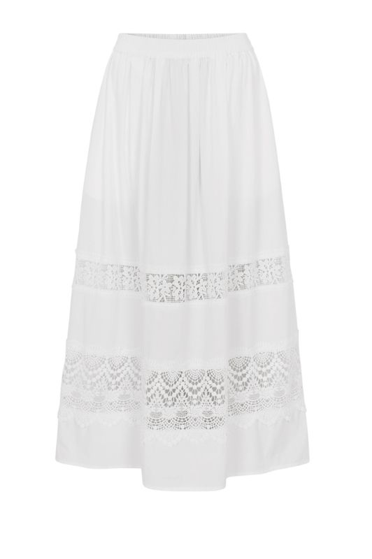 Tooday Alba nederdel med blondebort i hvid I Dresslab