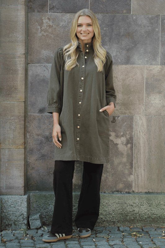 Prepair Figga dress | Cool gennemknappet denimkjole i army