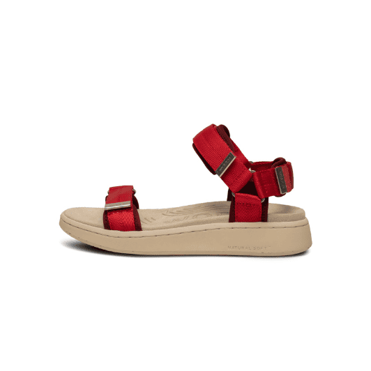 Woden Line sandal | Damesandal i rød med Natural Soft sål