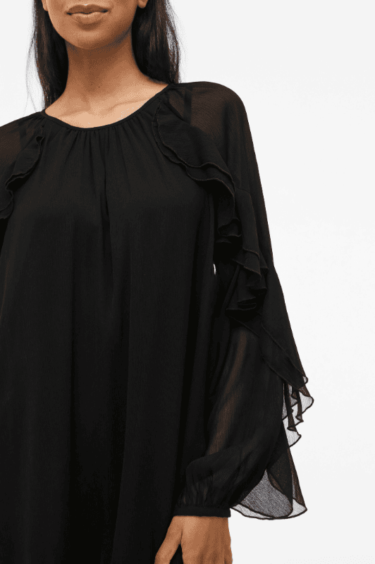 VILA Vibinna Dress | Chiffon kjole i sort