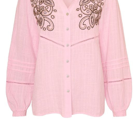Ofelia Hevi shirt I Rosa skjorte med broderi I Dresslab