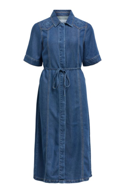 Object Frame dress  I Denim skjortekjole med broderi
