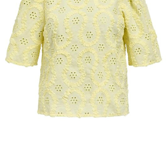 Object Laily broderie anglaise top i gul I Dresslab