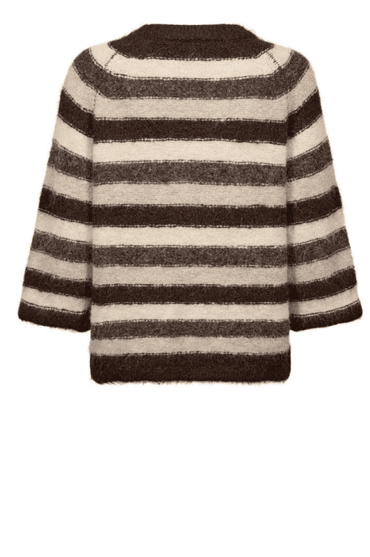 Freequent Lulu stribet strik pulli i brune toner