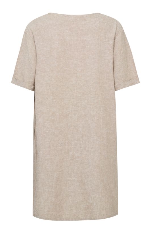 Freequent Lava dress | Hørkjole med lommer i sand I Dresslab