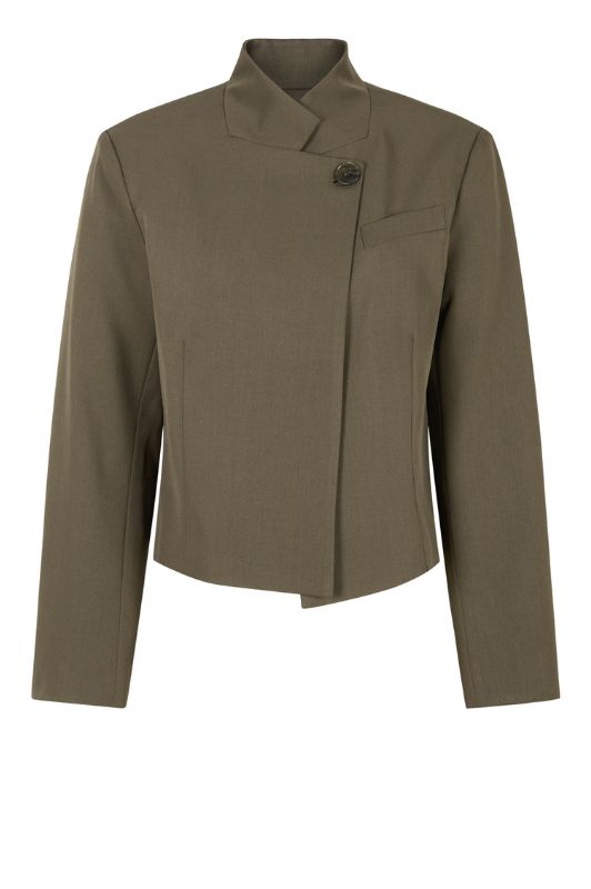 Tooday Devin short blazer I Kort blazer i khaki med asymmetrisk lukning