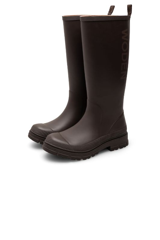 WODEN Le waterproof | Høj gummistøvle i chokolade brun
