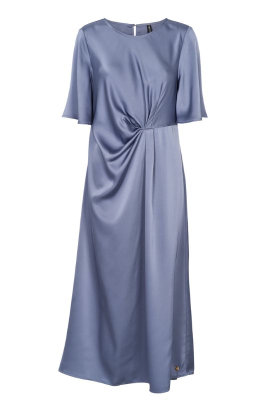 Prepair Nora dress | Støvet blå festkjole i satin I Dresslab