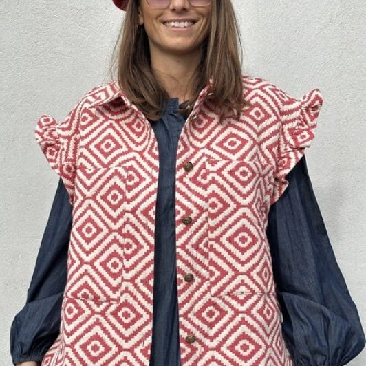 Gaspar Toronto vest I Cool jaquardvest rød