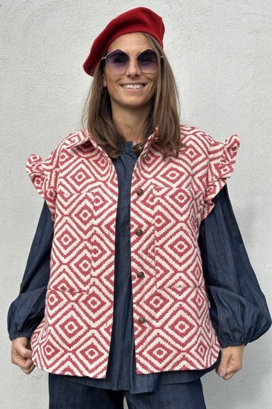 Gaspar Toronto vest I Cool jaquardvest rød