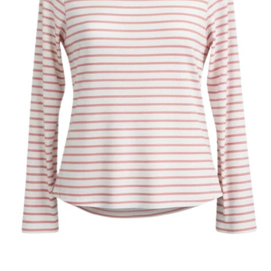 OM-HU Bisma bluse | Langærmet t-shirt strib hvid med rosa I Dresslab