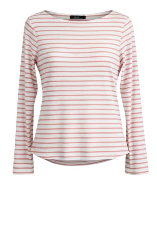 OM-HU Bisma bluse | Langærmet t-shirt strib hvid med rosa I Dresslab
