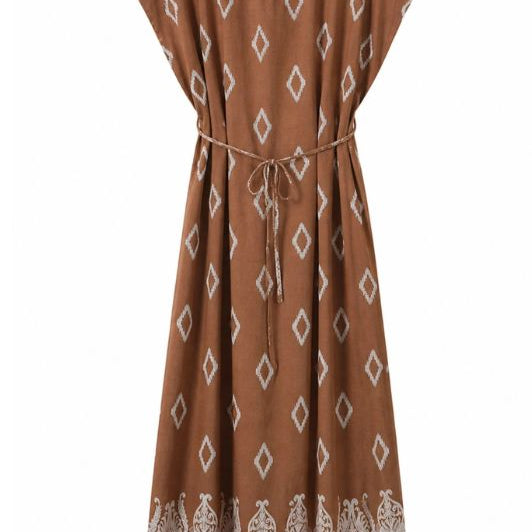 Luxzuz Vela dress | Lysebrun sommerkjole med bindebånd