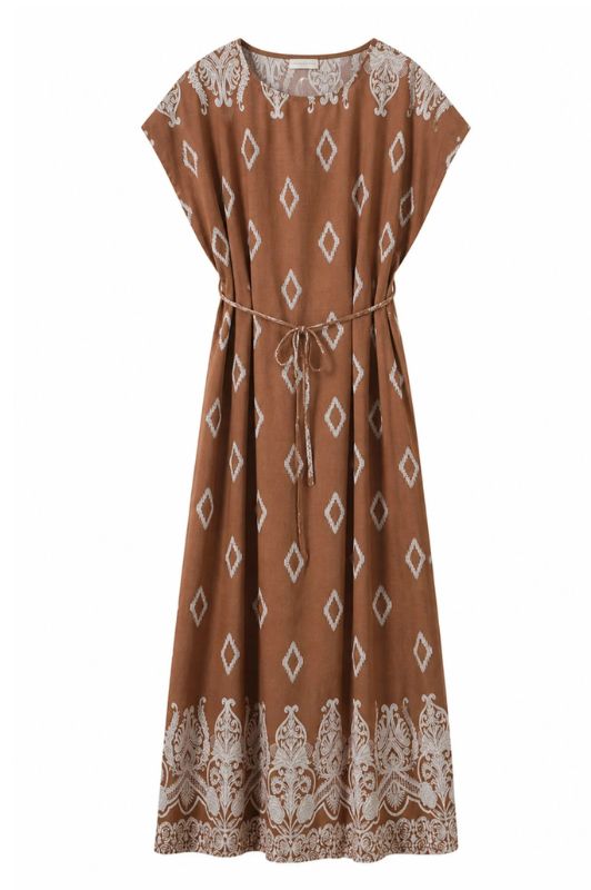 Luxzuz Vela dress | Lysebrun sommerkjole med bindebånd