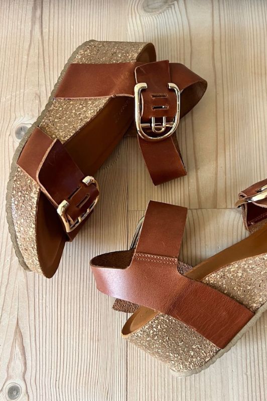 Copenhagen Shoes Luca sandal I Brun skindsandal med kilehæl