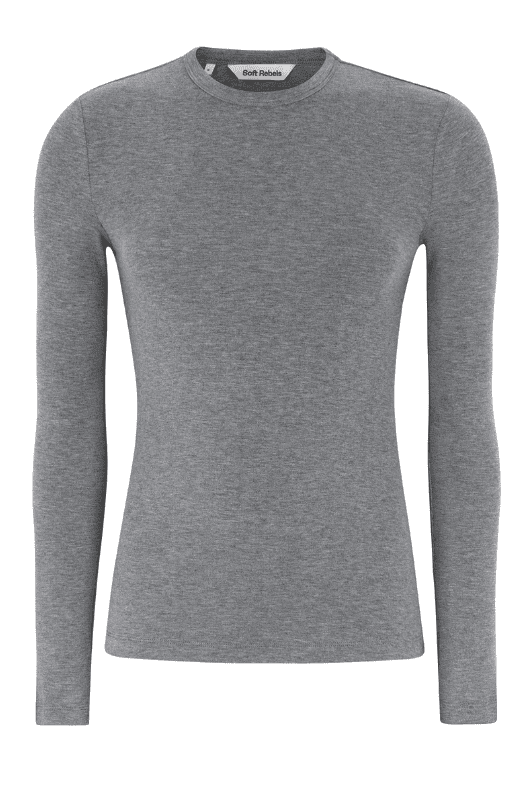 Soft Rebels Roman Top | Basis bluse i det blødeste modal | Grå melange