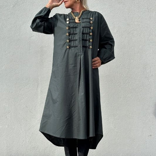 PRE ORDER  Luna zip dress | Cool flaskegrøn kjole med guldsmed