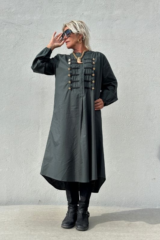 PRE ORDER  Luna zip dress | Cool flaskegrøn kjole med guldsmed