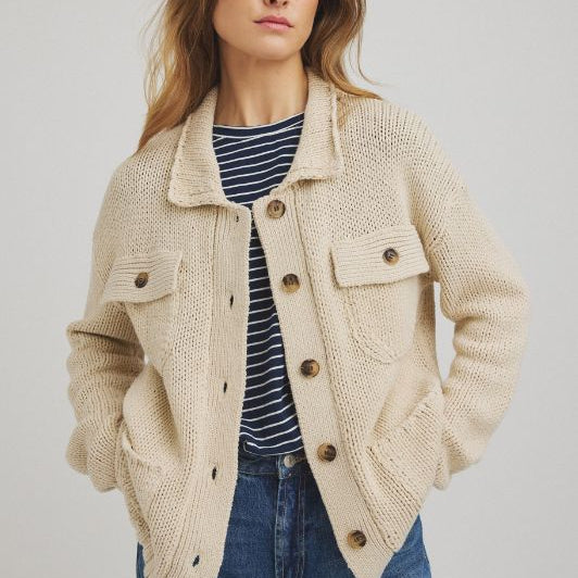 Luxzuz Beatriz knit I Gennemknappet strikcardigan i sand