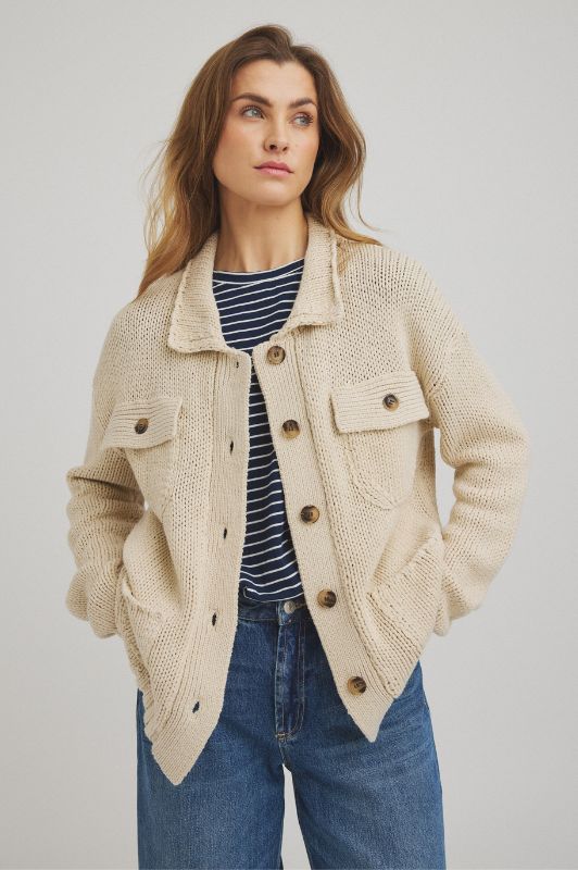 Luxzuz Beatriz knit I Gennemknappet strikcardigan i sand