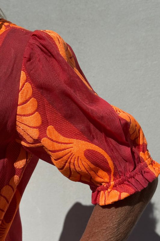 Gaspar Tunø dress | Cool jaquard kjole i orange og pink