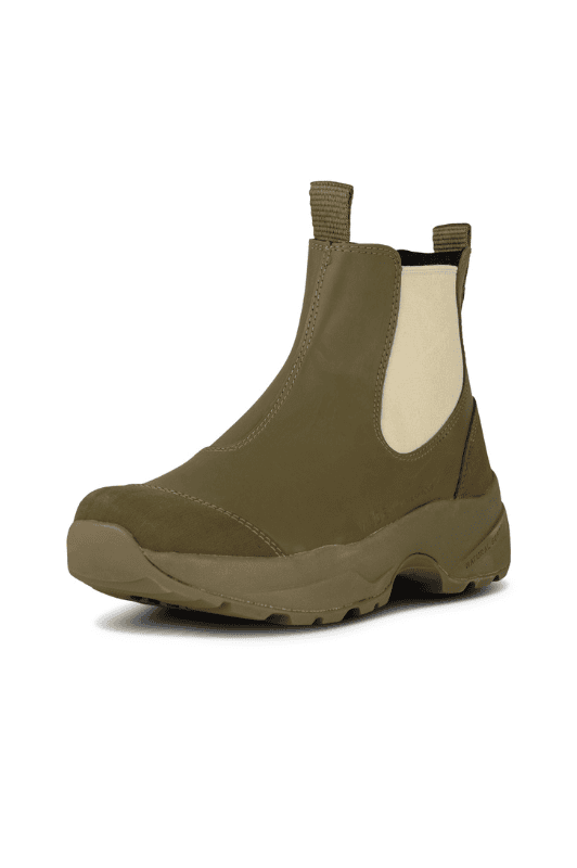 WODEN Siri Waterproof | Cool gummistøvler i khaki / creme