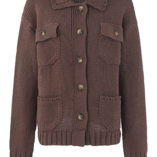 Luxzuz Beatriz knit I Gennemknappet strikcardigan i brun