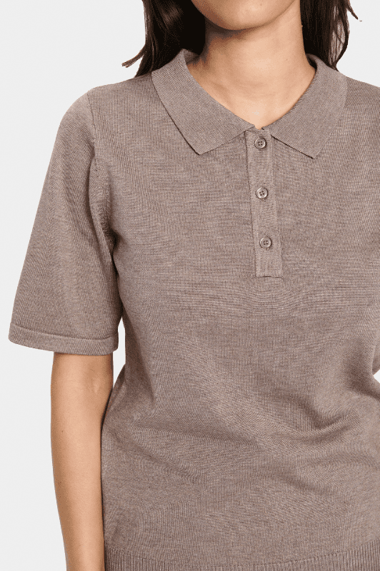 Saint Tropez Mila strik I Polo pullover i sand