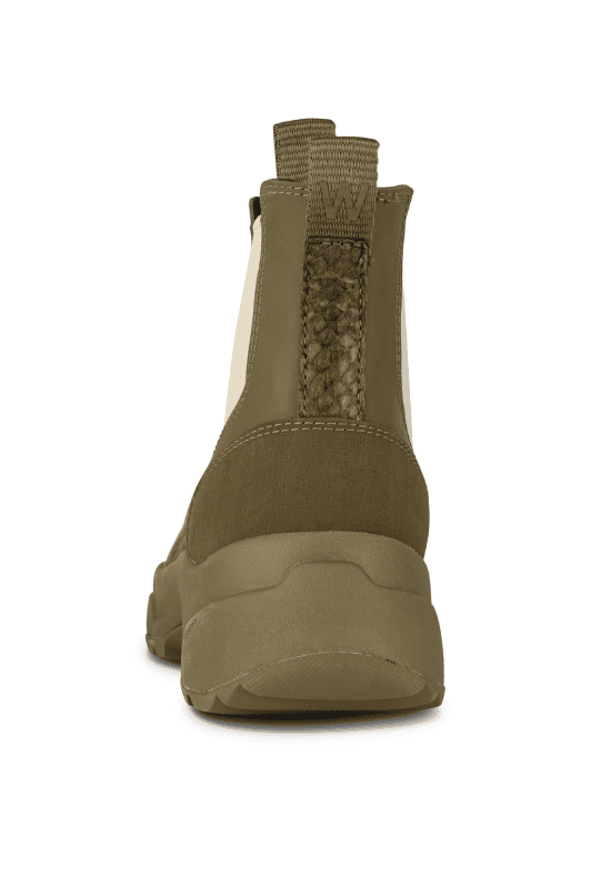 WODEN Siri Waterproof | Cool gummistøvler i khaki / creme