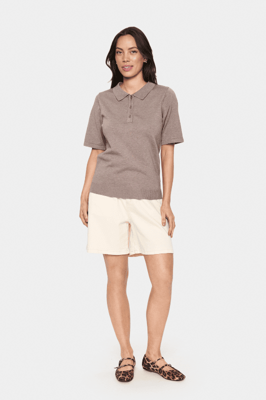 Saint Tropez Mila strik I Polo pullover i sand