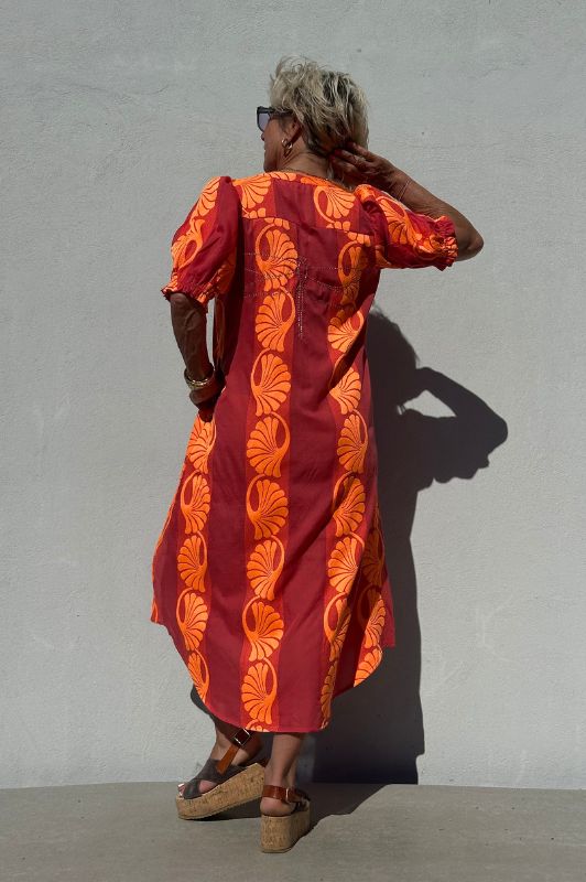 Gaspar Tunø dress | Cool jaquard kjole i orange og pink