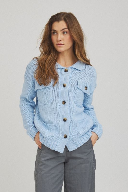 Luxzuz Beatriz knit I Gennemknappet strikcardigan i lyseblå