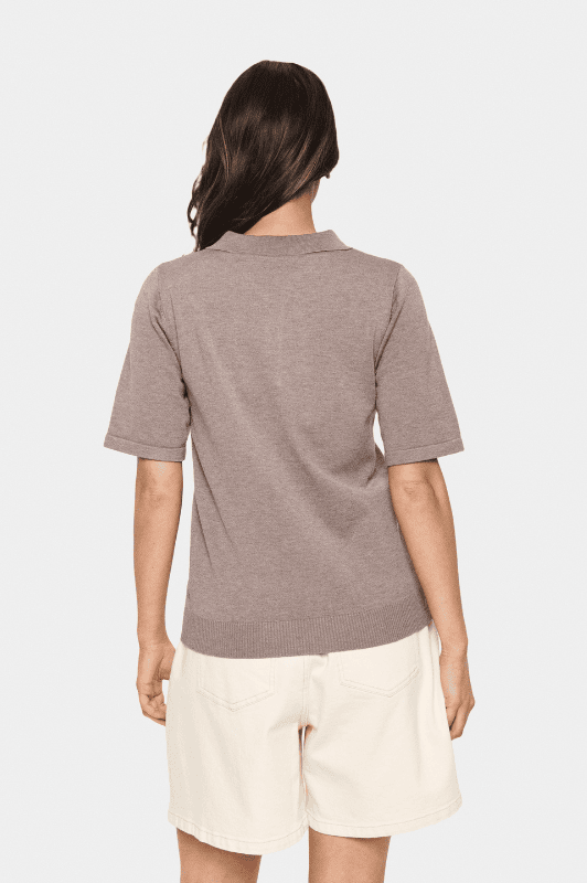 Saint Tropez Mila strik I Polo pullover i sand