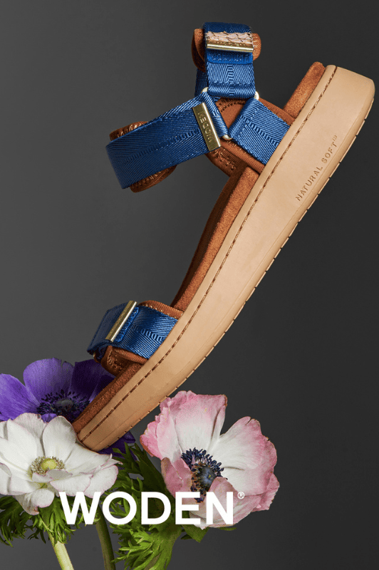 Woden Line sandal | Damesandal i denimblå Natural Soft sål
