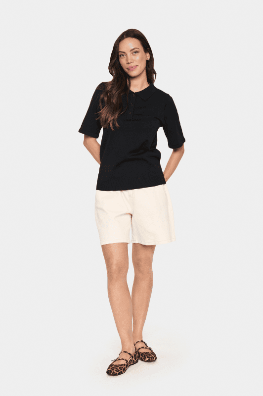 Saint Tropez Mila strik I Polo pullover i sort
