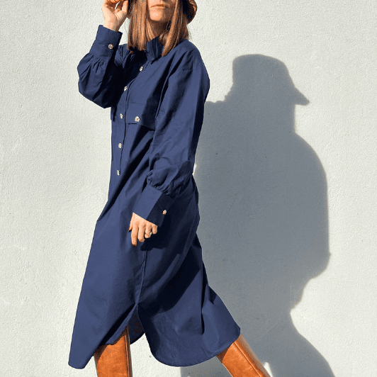 PRE ORDER Gaspar Sevilla poplin dress i navy