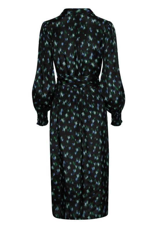 Saint Tropez Tama dress | Sort kjole med grønt og blå print