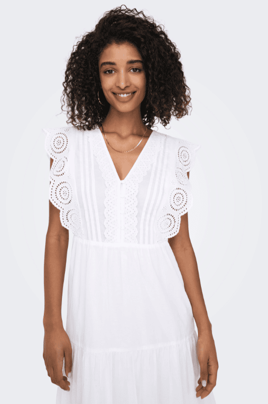 JDY Sara dress | Hvid sommerkjole med blondedetaljer