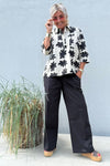 PRE ORDER Gaspar Porto big flower skjorte i sort hvid