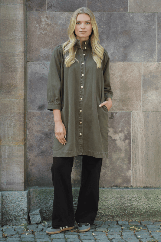 Prepair Figga dress | Cool gennemknappet denimkjole i army