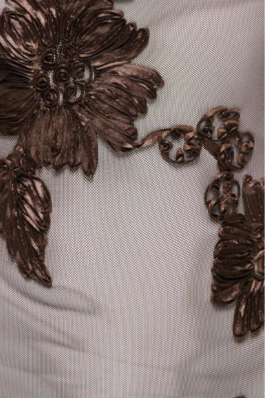 JDY Casablanca brun meshbluse med broderi
