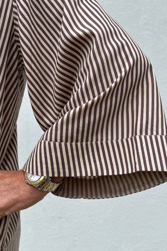 PRE ORDER Gaspar Mumbai stripe dress | Cool kjole i brun strib I Dresslab