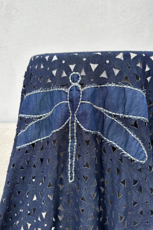 Gaspar Rome logo tørklæde - denim tørklæde med broderi