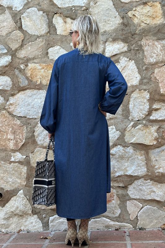 PRE ORDER  Luna zip denimkjole | Cool jeanskjole med guldsmed