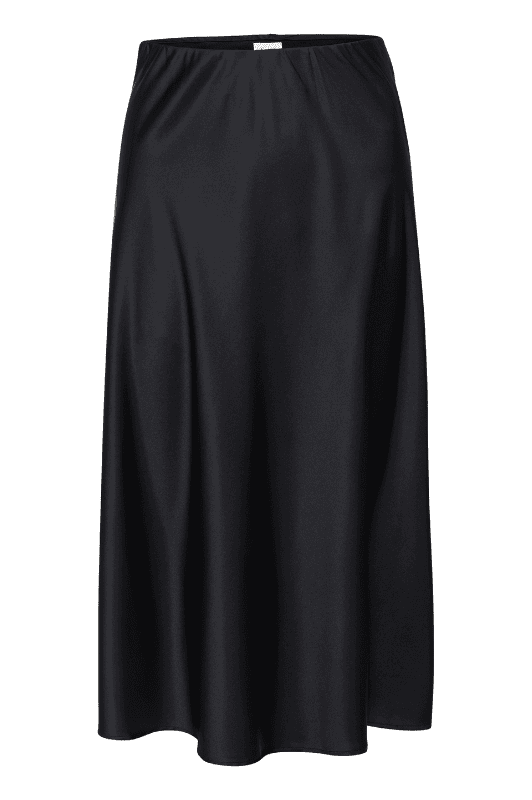 Saint Tropez Disa skirt | Smuk satin midi nederdel | Sort