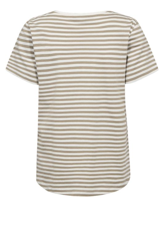 FreeQuent Mian t-shirt | Sand og hvidstribet sommer tee I Dresslab