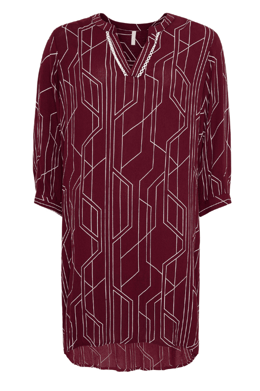 Ofelia Veda tunika | Smuk kjole i bordeaux print